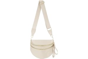 MEISEY Pure Colour Crossbody Bag Bum Bag for Women,Spacious Purse Fanny Packs Belt Bag,Oversized Bum Bag (Colour Bum Bag-Beige)