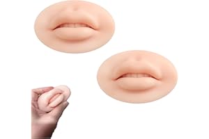 HIPIFANS 2 Pieces 3D Tattoo Practice Lips Module Open Mouth with Teeth, Soft Silicone Realistic Tattoo Fake Skin, Microblading Practice Skin for Semi Permanent Make Up Supplies (2pcs, Beige)