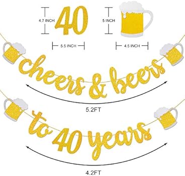 40th Birthday Decorations For Men Women 40th Birthday Gifts Cheers Beers To 40 Years Gold Glitter Banner 40th Anniversary Decorations For Party 40th Wedding Party Supplies For Couple Buy