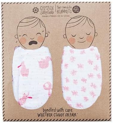 100% Bamboo Muslin Baby Swaddle Set (Pink Quick Like Bunnies)