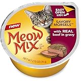 Meow Mix Savory Morsels With Real Beef in Gravy Wet Cat Food, 2.75 oz Cups (Pack of 12)