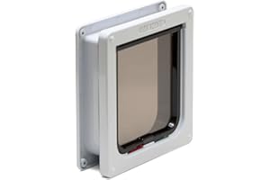 Cat Mate 4-Way-Locking Cat Flap with Door Liner to 2" (235) - Secure Lockable Door for Small to Medium Sized Cats, for UPVC, Wood and Wall, White