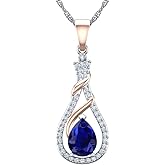 Belinda Jewelz Womens 925 Sterling Silver Pendant Necklace Pear Shape Teardrop 1 Ct. Garnet Gemstone Pendant Necklace Rhodium Plated Hanging Rope Chain Jewelry 18"