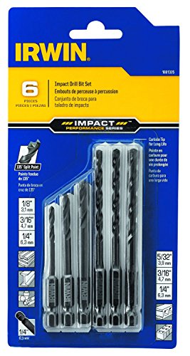 Click Here to See More Images IRWIN Tools 1881325 Impact Performance Series 135 Split Point/Masonry Drill Bit Mixed Set, 6-Piece