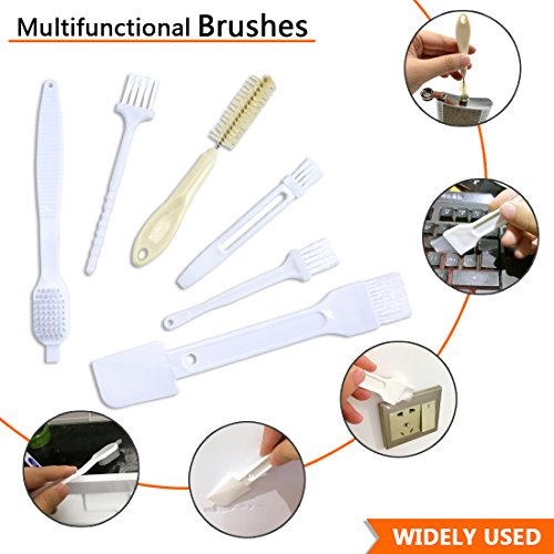 6 in 1 Small Detailing Cleaning Brush Kit for Keyboard, Bottle, Window Door Track, Groove Corner, Computer Slot (White)