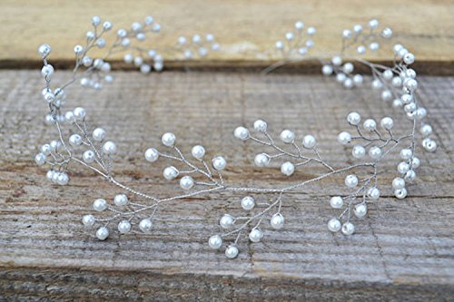 Yean Wedding Silver Headband Bridal Hair band Bolo Wreath for Bride and Bridesmaids (40cm / 15.7inches)