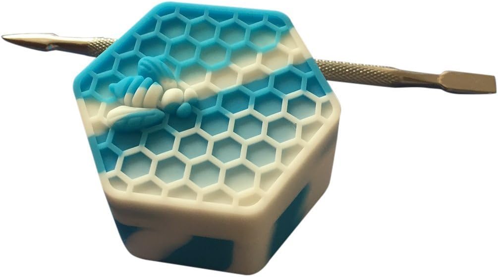 Gentcy 26ml 5PCS Blue Hexagon Silicone Container Jar Oil Wax +Container Holder 1