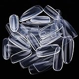 Makartt 500pcs Nails Tips Oval Full Cover Clear Color False Acrylic Nail Art Tips 10 Sizes Perfect Length for Nail Salons and DIY Nail Art at home (Clear)