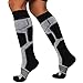 Pure Athlete Snowboard Socks - Comfortable Warm Outdoor Socks for Skiing and Snowboarding - Warm Board Socks, Ski Socks for Men and Women (Black-White-Silver, Large)