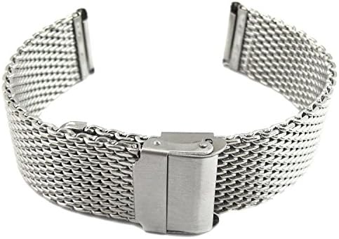 Fashionpifa 22mm Stainless Steel Shark Mesh Milanese Watch Band Stainless Steel Mesh Replacement Strap