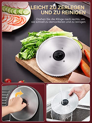 Electric 200 Watt Universal Slicer for Home Use, Professional Bread Slicer with Removable 2 x 19 cm Blade, 0-15 Precise Thickness Button Cut Meat Ham Bread Fruit Safety Protection