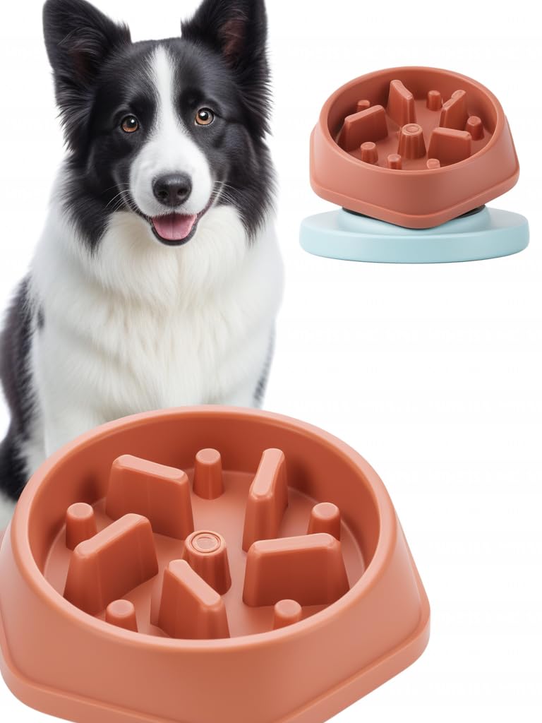 YIAGUN Dog Bowl Dog Slow Feeder Bowls Interactive Puzzle Healthy Eating Bowl Eating Interactive Non Slip Feeder Pet Bowl for Small Medium Size Dogs(Pink）