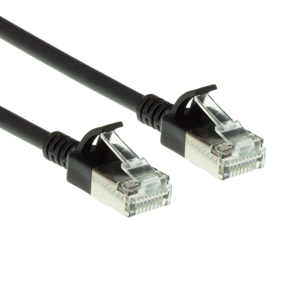 ACT CAT6a Network Cable, U/FTP LSZH LAN Cable Thin 3.8 mm Slimline, Flexible Snagless CAT 6a Cable with RJ45 Plug, for Use in Data Centres, 10 Metres, Black - DC7910