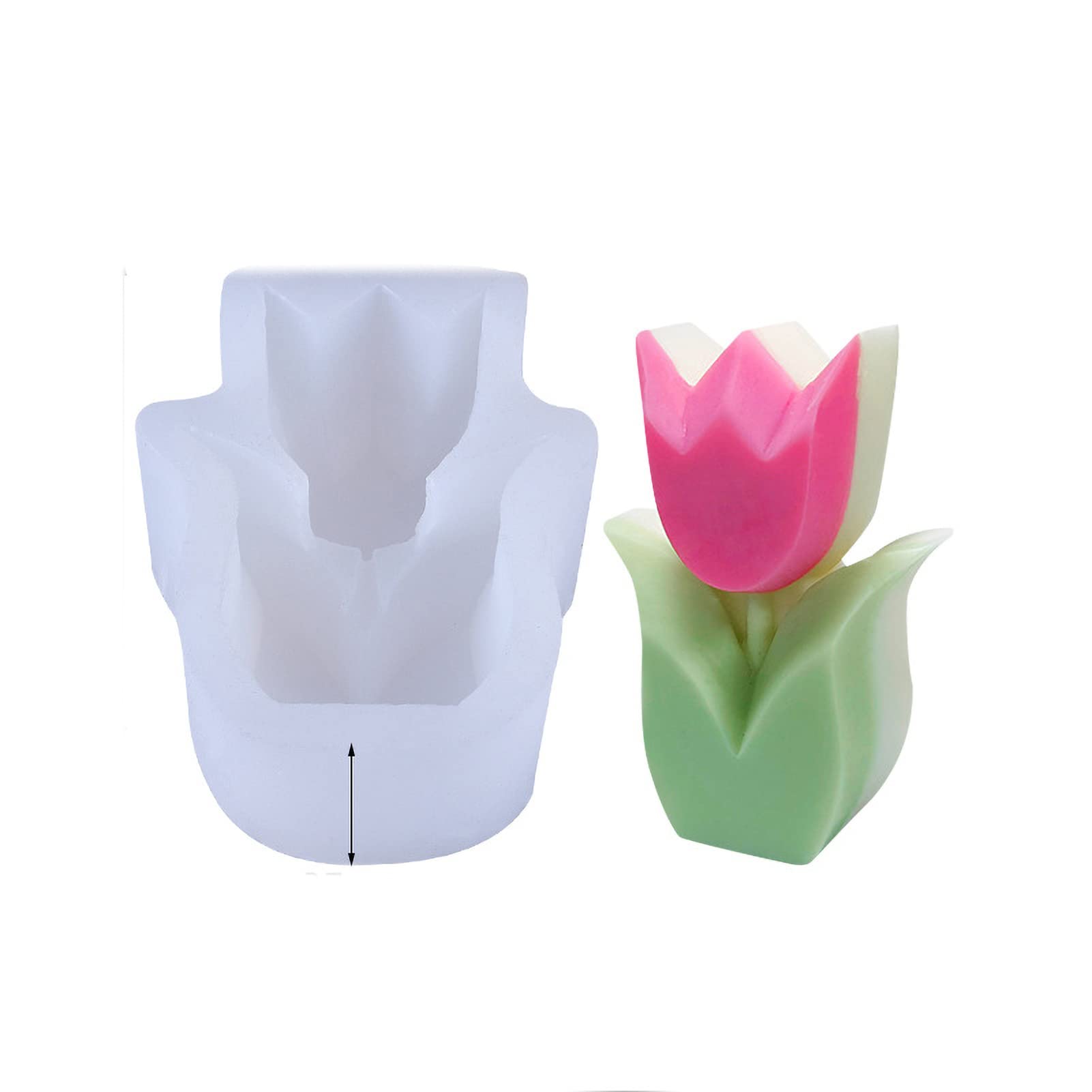 Tissting Tulip Candle Mould 3D Flower Blossoms Casting Silicone Molds Tulips Soap Making Moulds Handmade Beeswax Making Mold for Candle Making, DIY Resin Crafts, Fondant Cake Decoration