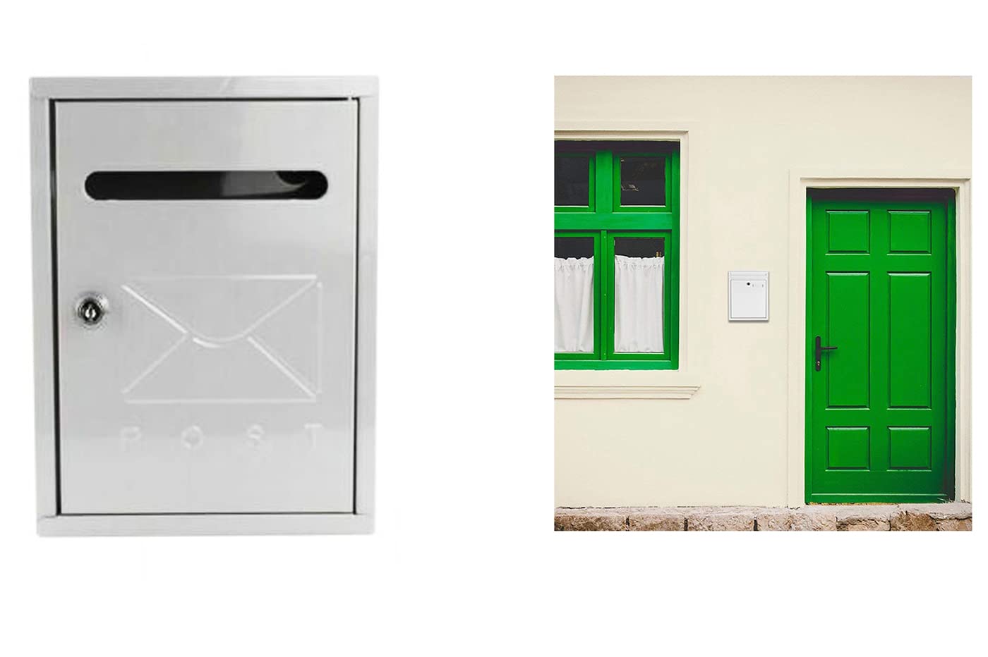 White Mailbox Post Box Letter Box 26 x 20 x 7 cm