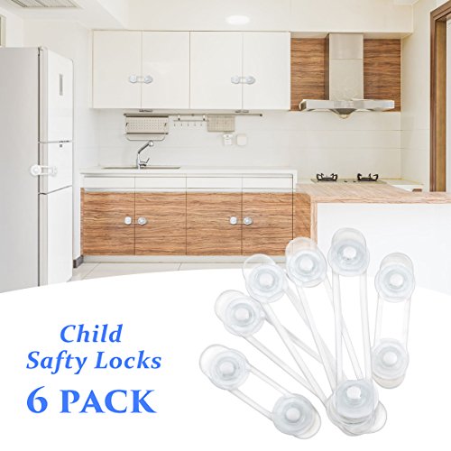 Child Safety Lock Child Safety Cabinet Locks Baby Proofing Tools Not Required Uses 3M Adhesive with Drawers, Appliances, Toilet Seat, Fridge and Oven and Latch System Baby Safety Locks 6 Pack