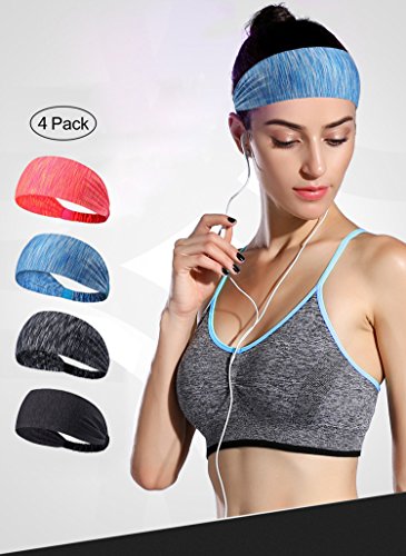 image for COODOO 4PCS Non-Slip Stretch Elastic Wide Headbands, Thin & Breathable