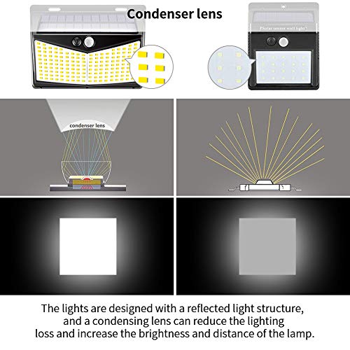 208 Led Outdoor Solar Lights, Flood Lights Outdoor Solar Security Light with Motion Sensor, 3 Optional Modes Waterproof Motion Sensor Solar Motion Lights, Solar Battery Powered Flood Light for Outdoor