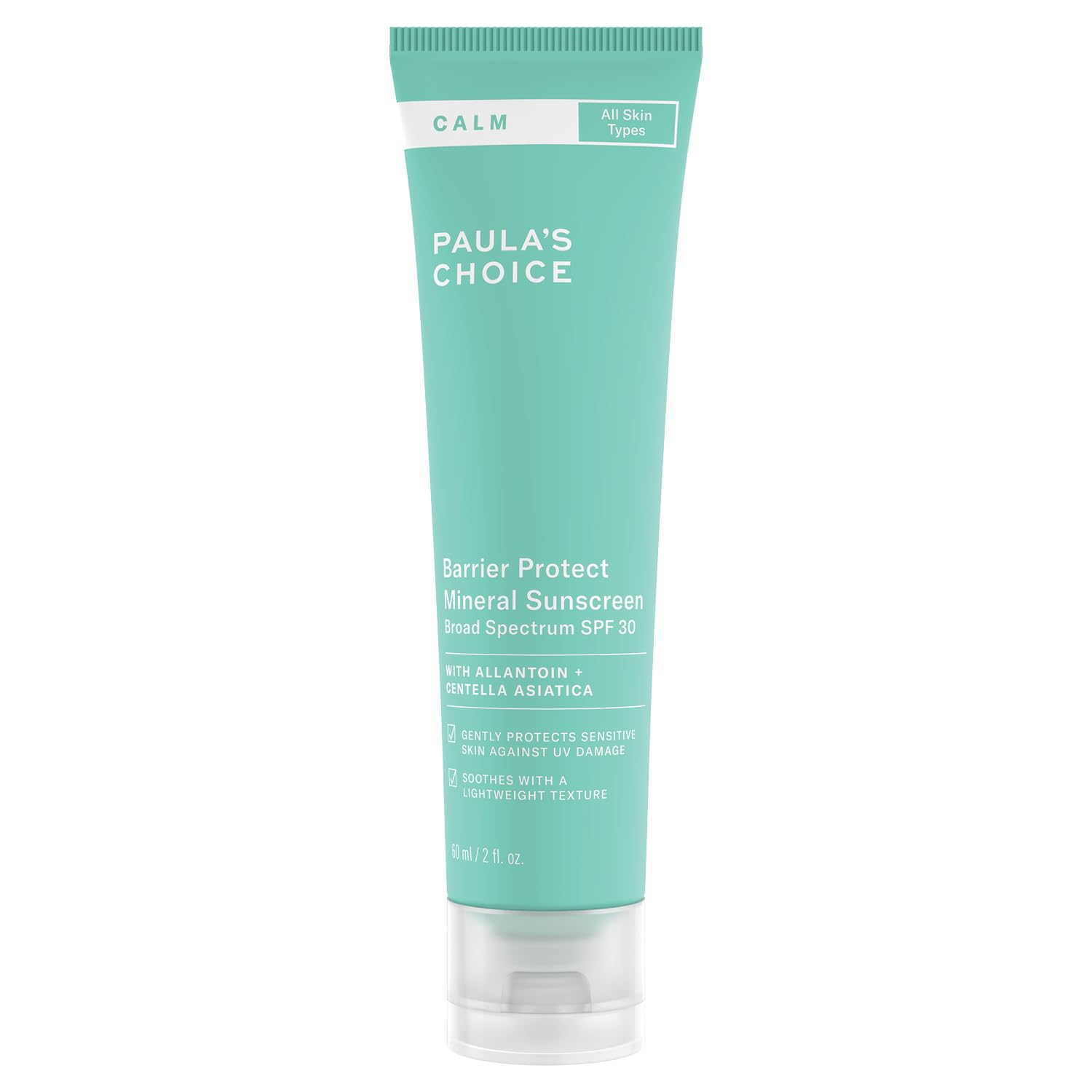 Paula's Choice CALM Barrier Protect Mineral Sunscreen SPF 30 - Calms Redness & Prevents Signs of Sensitivity - Suitable for Sensitive Skin - with Titanium Dioxide - All Skin Types - 60 ml