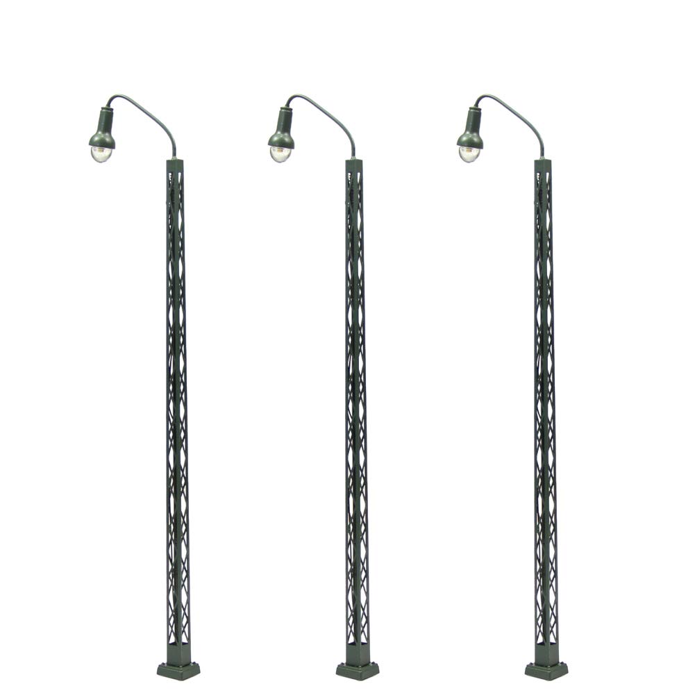 Evemodel 3pcs Model Railway HO Scale Lighted Lamp 1:87 Lattice Mast Lamp Track Light LQS38