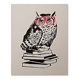 Hipster Owl Art Print Book Lover Literature Nerd Red Glasses Animal Poster Harry Potter Inspired Home Decor 8 x 10 inches