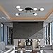 UNITARY Brand Black Metal Sputnik Farmhouse Bedroom Semi Flush Mount Ceiling Light Fixture with 6 E26 Bulb Sockets, Hallway Light Fixtures Ceiling Mount, Industrial Close to Ceiling Light Fixtures