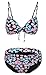 BAWDY Women's Push-Up Twist Top and Mid Rise Bottom Bikini Set, F13521, M