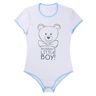 YiZYiF Men's Adult Baby Diaper Lover ABDL Mommy's Little Boy Print Pajamas with Snap Crotch