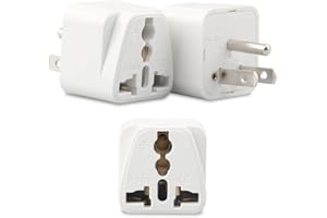 MIKWOAB Europe to US Plug Adapter, 3 Pack UK to US Plug Adapter, India to US Plug Adapter, Universal Travel Adapter for USA, Europe Australia UK Italy to American Outlet Adapter-Type B