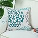 CaliTime Canvas Throw Pillow Cover Case for Couch Sofa Home Decoration Three-Tone Floral Compass Geometric 18 X 18 Inches Teal/Duck Egg/Gray