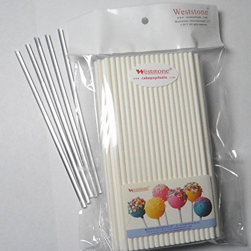 100pcs x (6" Lollipop Sticks + 3"x5" Bags + Silver Twist Ties + 5 free Clear sticks) for Cake Pops Lollipop Candy (Silver Ties)