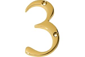 A10SHOP Clio 3-Inch Brass Letters Mailbox Decor Address Signs For Houses Outdoor Wall Decor Mailbox Numbers House Address Numbers For Outside Address Sign for Door Numbers (Polished, Number 3)