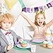 Children’s Unicorn Party Supply Pack, 72 Piece Set Rainbow of Party Supplies Plus Happy Birthday Banner, Purple, Serves 12