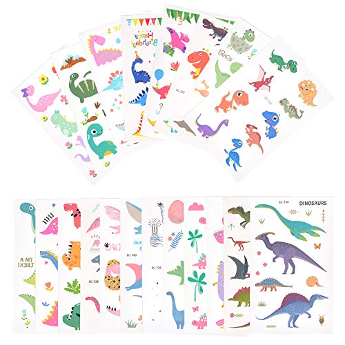 EKKONG Dinosaurier Temporäres Tattoos Set, temporäre Tattoos Sticker für ädchen/ Kinder/Frauen/Erwachsene, Kinder Party…