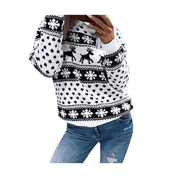 Christmas Floral Sweatshirt, Keepfit Women Reindeer Snowflake Blouse Top Sweater - Image 3