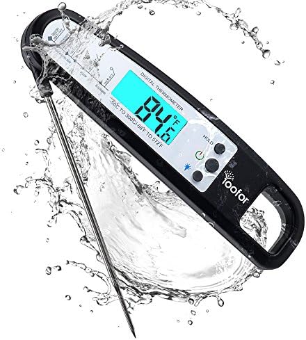 YumSur Digital Instant Read Food Thermometer, Accurate Luminous Backlight 4.7" Probe LED Display Foldable