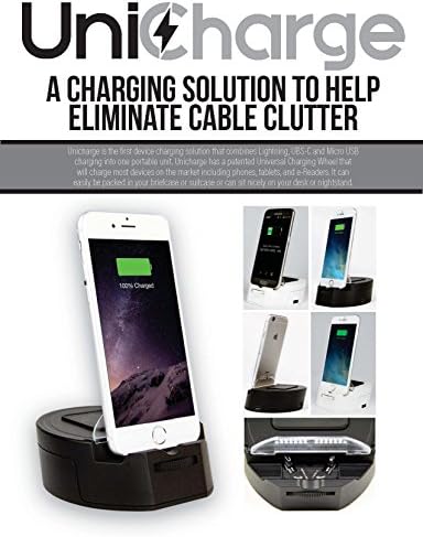 UNICHARGE (Black): Universal Cell Phone Charging Station, IPhone 5 6 7 8 X Samsung Galaxy Note S7 S8 Google Nexus Pixel LG HTC Android Smartphone, Tablet Kindle Charger
