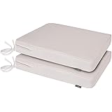 Bean Bag Bazaar Outdoor Seat Pad Chair Cushion, 2 Pack, Stone - 43cm x 50cm, Fibre Filled, Water Resistant, Decorative Cushions with Ties for Garden Patio Furniture