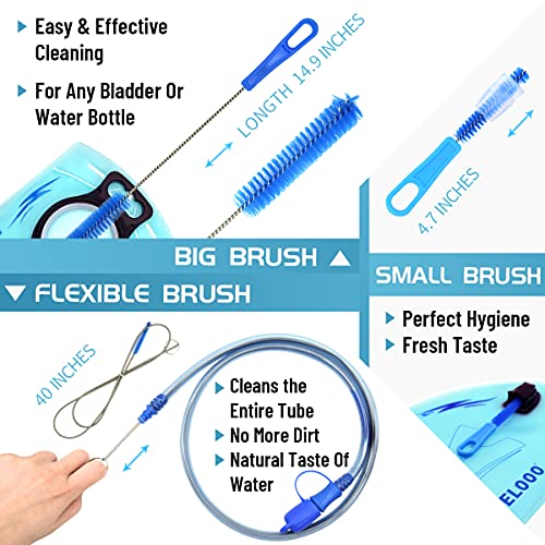KEELOOO Hydration Bladder Cleaning Kit, 6 in 1 Water Bladder Cleaner Set for Universal Hydration