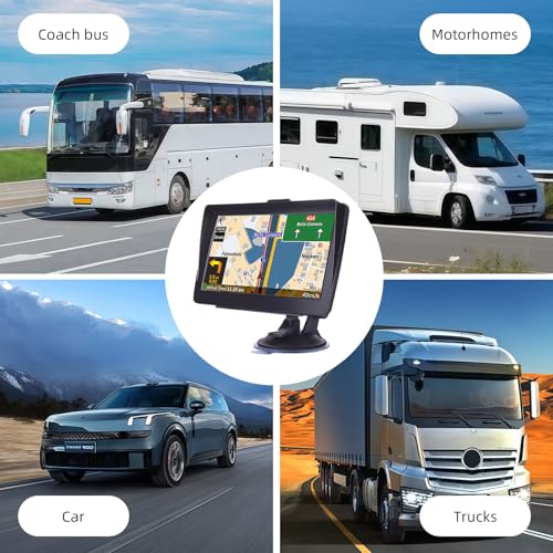 7” Car & Truck Sat Nav with UK & Europe 2026 Maps, Free Lifetime Updates, GPS Navigation System for HGV, Voice Guidance, Speed Camera Alerts & Postcode Search