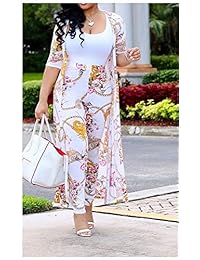 Conjunto de 2 piezas de cárdigan de manga larga con estampado floral y cintura alta para mujer