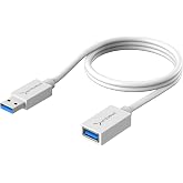 SABRENT USB 3.0 Extension Cable, A-Male to A-Female, 3ft, White (CB-303W) | 22AWG; USB 3.0 Type-A male to female extender; 3 feet; white
