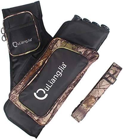 Krayney Archery 4-Tubes Hip Arrow Quiver Waist Hanged Carry Bag with Pockets Adjustable Belt (Camo)