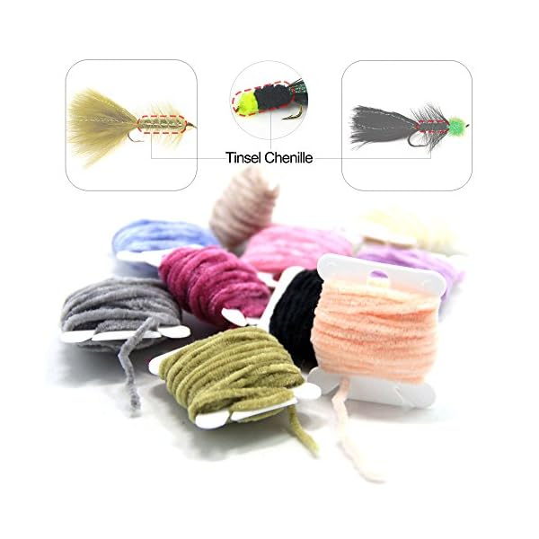 SAMS-Fly-Tying-Body-Materials-Tinsel-Rayon-Chenille-Yarn-2mm-Small-for-Woolly-Bugger-Worms-Leech-10-Random-Colors-Assorted-30M