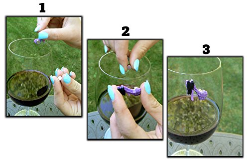 Simply Charmed High Heels Wine Glass Charms & Magnetic Drink Markers Novelty Glass Markers, Set Of 6