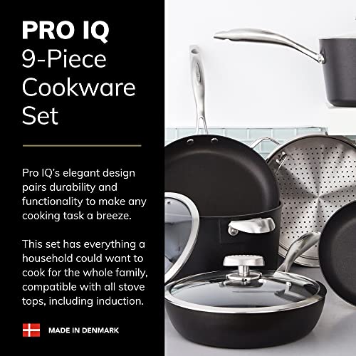 SCANPAN Pro IQ 9Piece Cookware Set EasytoUse Nonstick Dishwasher