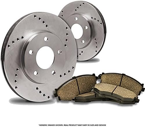 Front Rotors + Ceramic Pads^^-Cross Drilled^^-Fits:-2005 05 Mercedes Benz C320 Station Wagon/Coupe/Sedan Without Sport Pkg Models With AWD
