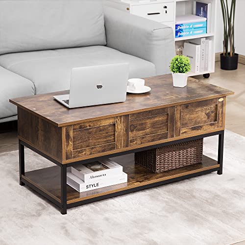 VIVOHOME Lift Top Coffee Table with Steel Frame, Dining Table with Open
