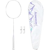 Professional Badminton Racket, Carbon Fiber Ultra-Light Badminton Set Aerofoil Frame Racquet for Backyard Sports &amp; Training with 2 Overgrips/Carrying Bag(Get Strung)-Glacier Purple