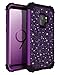 Casetego Compatible with Galaxy S9 Case,Glitter Sparkle Bling Three Layer Heavy Duty Hybrid Sturdy Shockproof Protective Cover Case for Samsung Galaxy S9,Shiny Purple